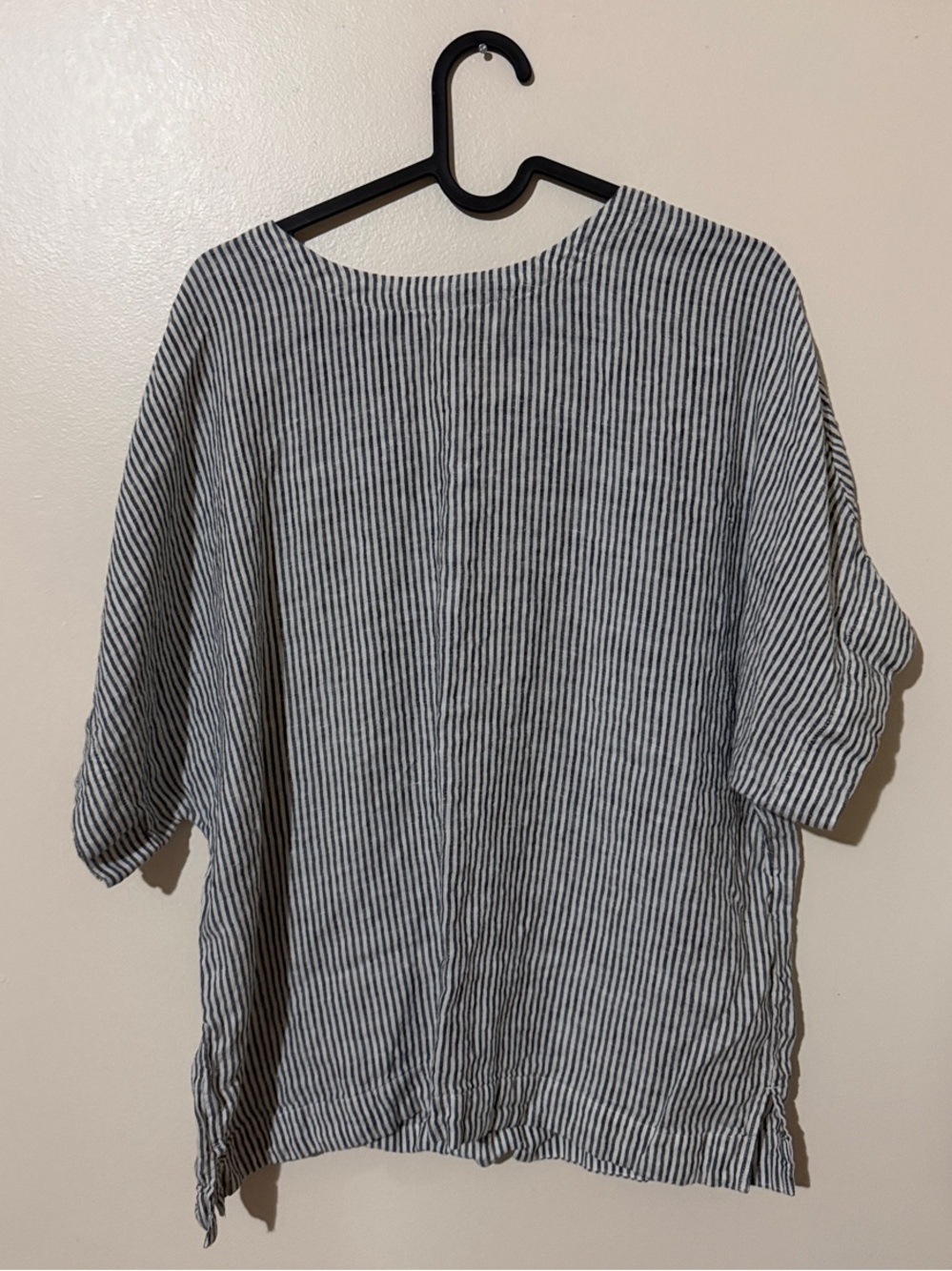 M&S Striped Relaxed Linen Top - Blue & White